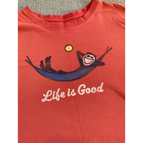 Life is Good Crusher Tee Shirt XL Hammock Summer Crewneck Outdoors Pink Top - Picture 2 of 10